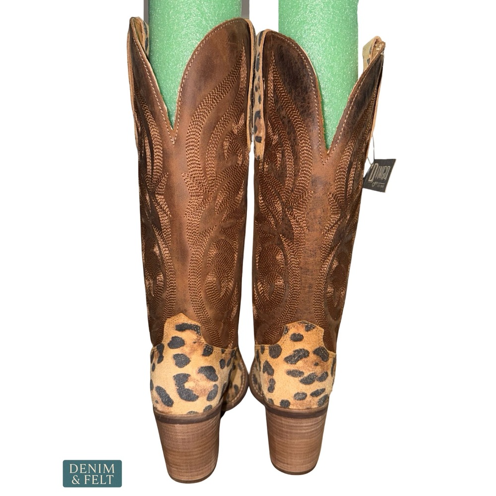 NEW Dingo By Dan Post Hensley Leopard Snip Toe Western Cowboy Boots 7.5M - Picture 13 of 15